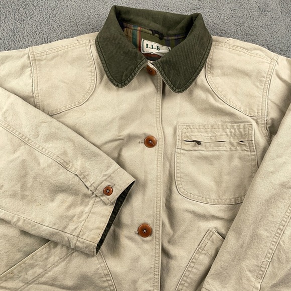 L.L. Bean Jackets & Blazers - VTG LL Bean Jacket Womens Large Canvas Chore Barn Field Coat Corduroy Collar